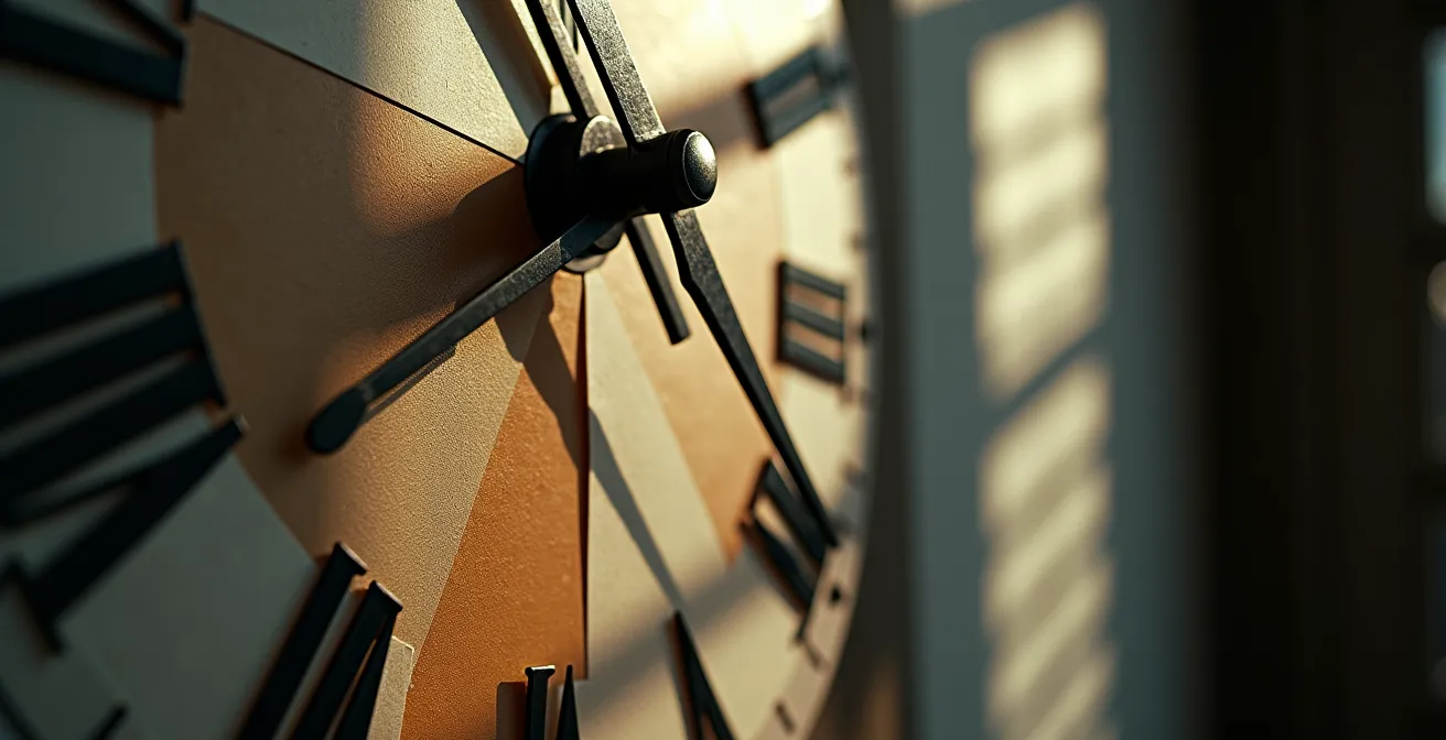 Graphique temporel abstrait représentant l'évolution d'une annonce immobilière