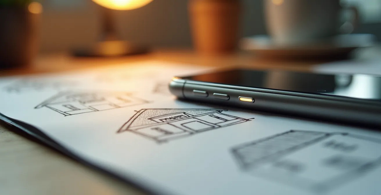 Bureau avec plusieurs dispositifs configurés pour les alertes immobilières parisiennes