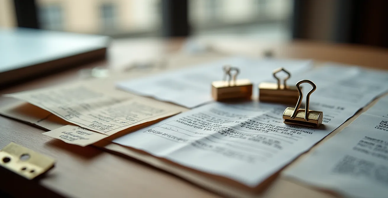 Bureau avec documents de mutation professionnelle et preuves d'inscription universitaire pour congé de reprise