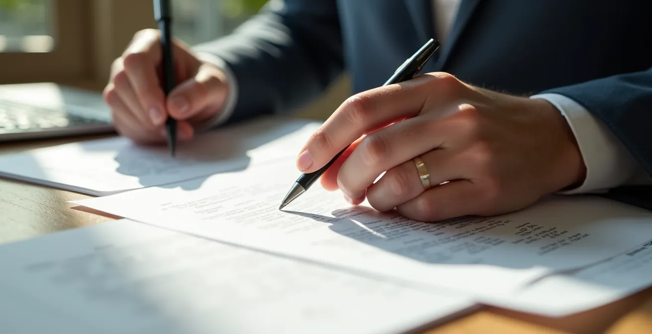 Documents juridiques et stylo pour création de SCI immobilière