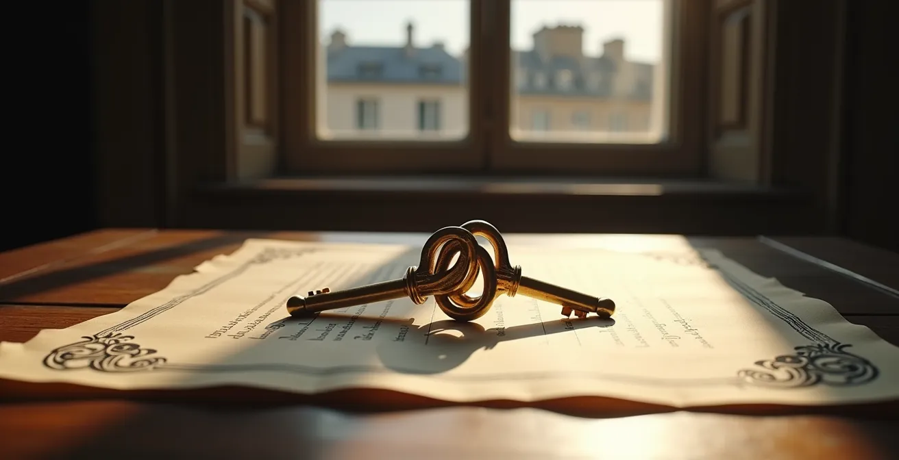 Couple trentenaire étudiant des documents juridiques dans un bureau parisien lumineux